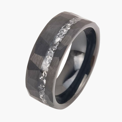 The Crushed Metal Inlay Ring in Tungsten Carbide
