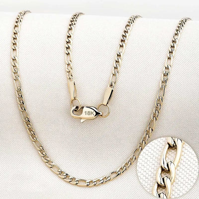 Steel Figaro Chain in Multiple Widths