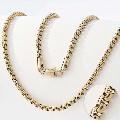 18K Gold Plated Round Box Chain Necklace