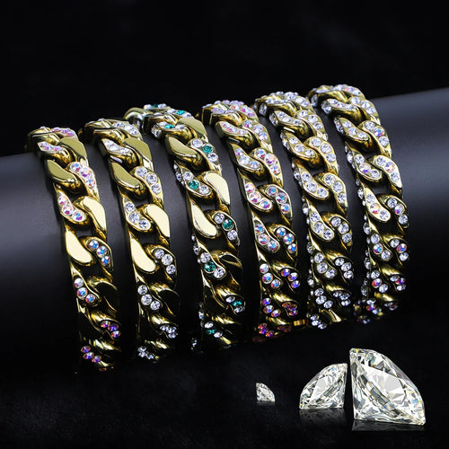 18K Gold Plated Iced Out Cuban Bracelet