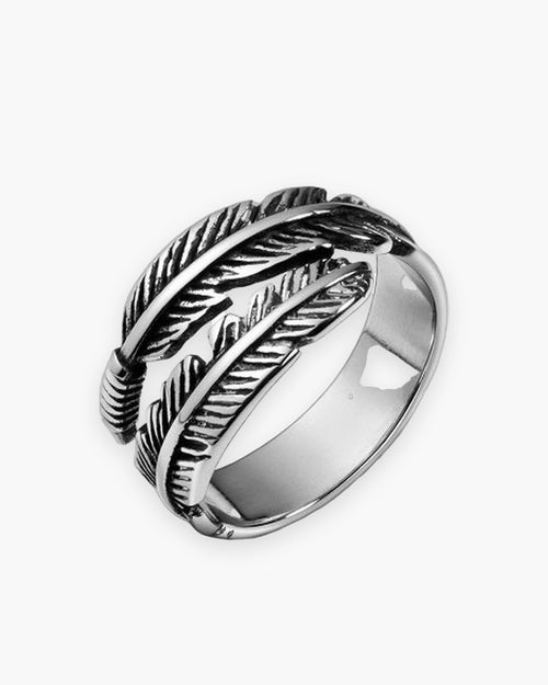 Herrenring mit Feder aus Edelstahl