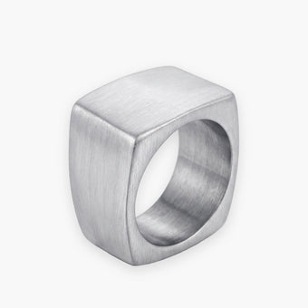 Herren Quadratischer Ring aus gebürstetem Titanstahl