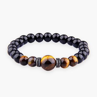 Men's Tiger Eye Bead Bracelet, Brown or Blue