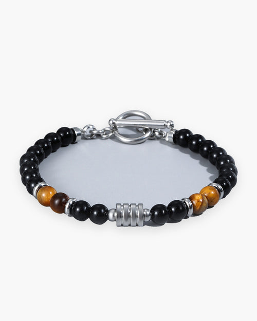 Men's 6mm Stone Bead Bracelet, Toggle Clasp