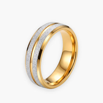 Herrenring zweifarbig matt, Titanstahl