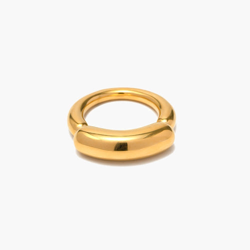 The Gold-Tone Tapered Dome Ring in Stainless Steel