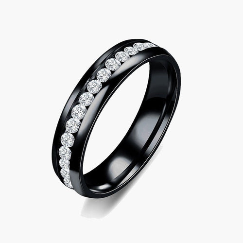 The Channel-Set Cubic Zirconia Band in Titanium Steel