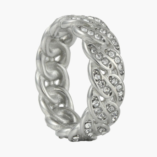 The Iced Cuban Link Ring in Titanium Steel