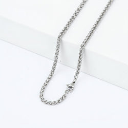 Titanium Steel Wheat Chain Necklace gold-tone on white background view 5
