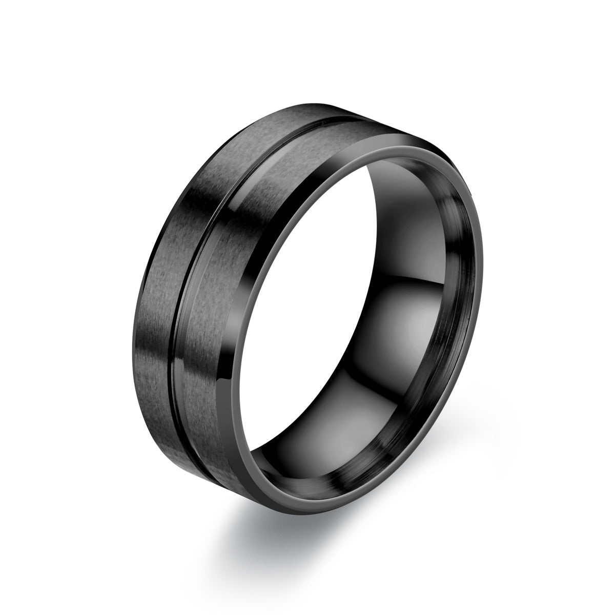 Brushed Groove Stainless Steel Band in silver finish view 2