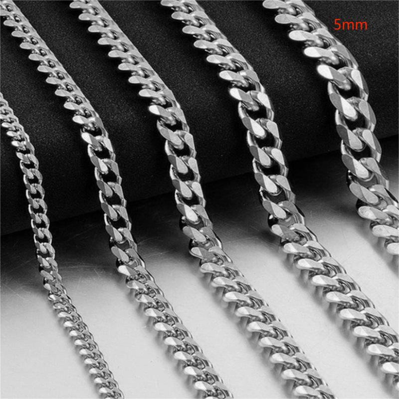 3-9mm Stainless Steel Curb Link Chain in silver, gold, and black finishes view 6