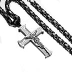 Byzantine Chain Crucifix Pendant Necklace gold-tone view 4