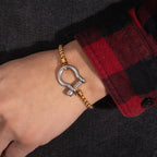 Box Link Shackle Bracelet gold-tone on white background view 2
