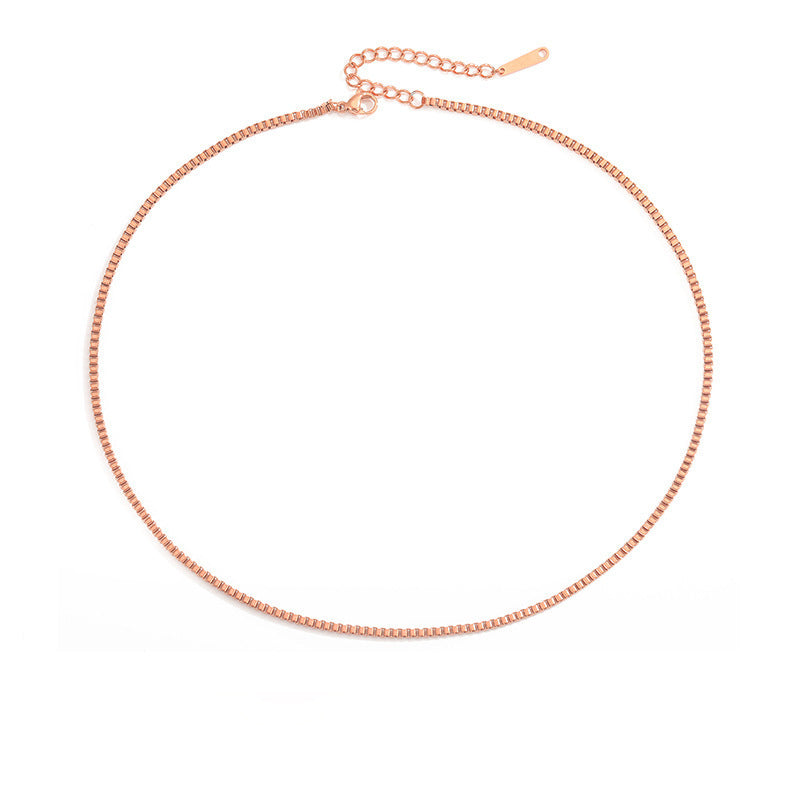 2mm Box Chain Necklace in Silver view 3