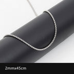 2mm-3.5mm Titanium Steel Rolo Chain Necklace silver finish view 2