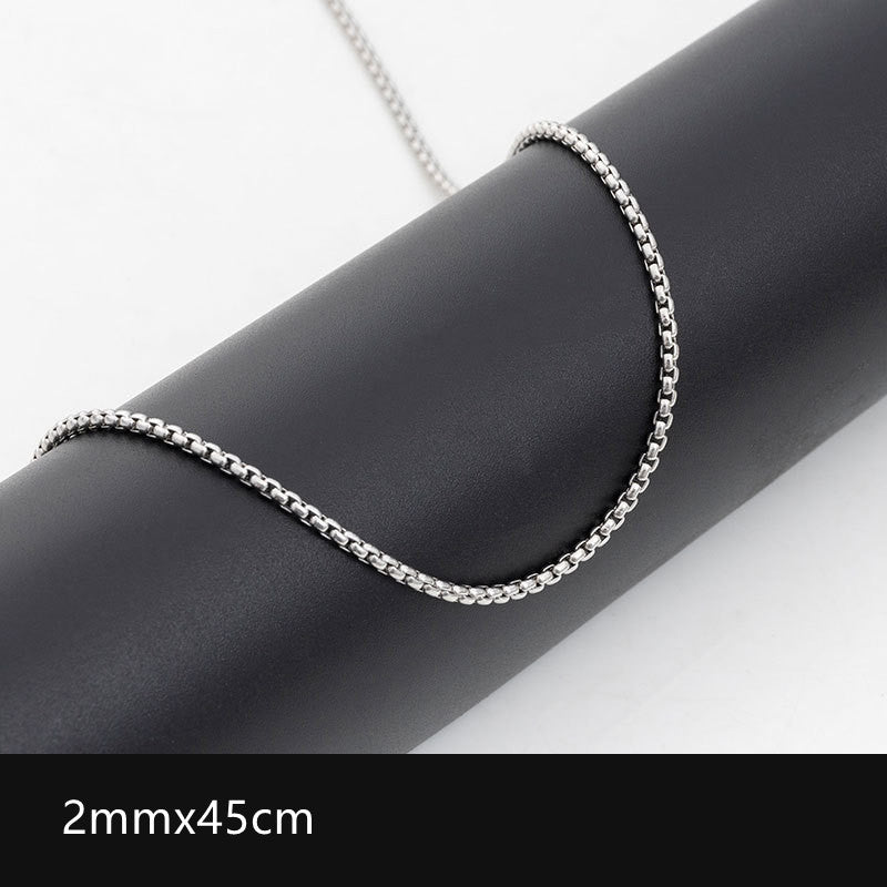 2mm-3.5mm Titanium Steel Rolo Chain Necklace silver finish view 2