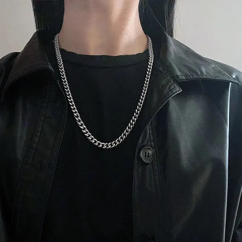 Stainless Steel Curb Link Chain Necklace, silver finish, curb link, lobster clasp view 3