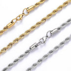 2-5mm Stainless Steel Rope Chain on dark wood texture view 3