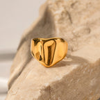 Gold-Tone Wide Face Signet Ring, minimalist design view 4