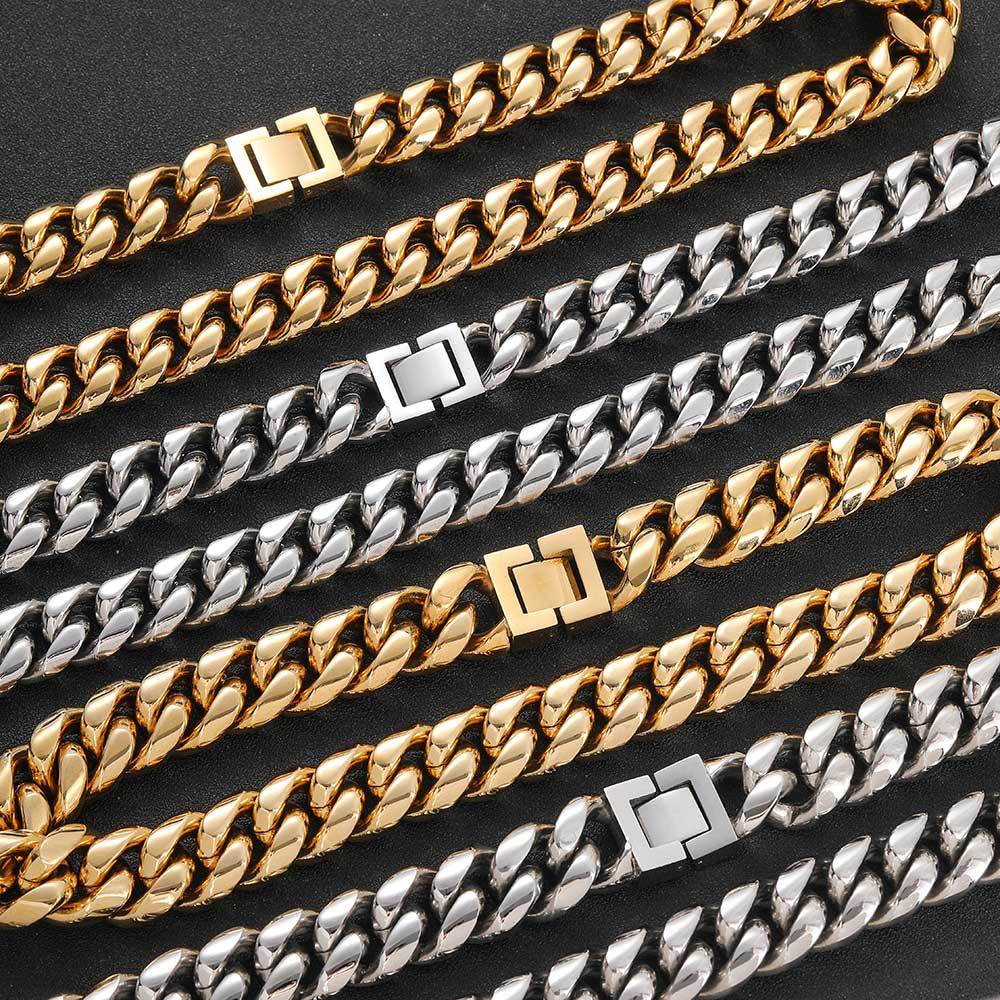 The Box Clasp Miami Cuban Chain in Stainless Steel, view 5