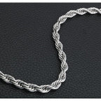 6mm Titanium Steel Rope Chain Necklace on black background view 2