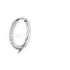 8-12mm CZ Inlaid Stainless Steel Hoop Earrings gold silver rose gold black view 5