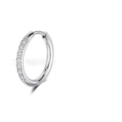 8-12mm CZ Inlaid Stainless Steel Hoop Earrings gold silver rose gold black view 5