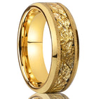 8mm Tungsten Carbide Gold Flake Inlay Ring - gold tone, textured view 2