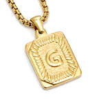 Gold-Tone Rectangular Initial Pendant Necklace with letter H view 9