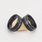 8mm Black Tungsten Carbide Faceted Inlay Ring, faceted black, crushed metal inlay view 4