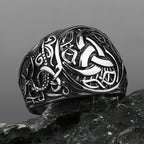 Stainless Steel Viking Knotwork Ring with geometric pattern view 3