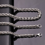 3mm Wheat Chain Necklace coiled, silver-tone view 3