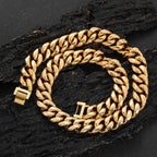 The Box Clasp Miami Cuban Chain in Stainless Steel, view 2