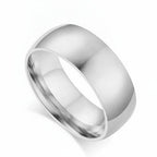 Domed Stainless Steel Band Ring, polished silver view 7