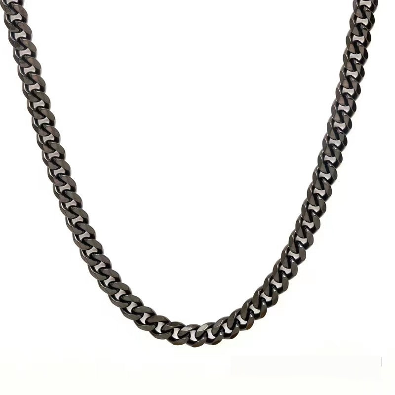 Cuban Link Chain Necklace silver-tone finish view 2