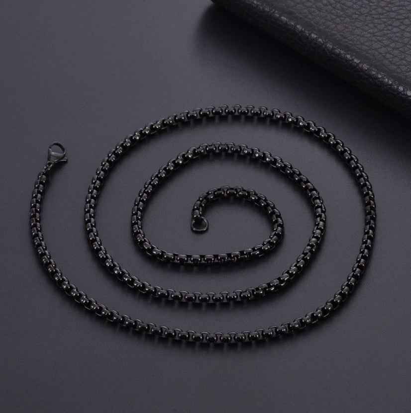 2mm Rolo Link Chain Necklace in silver finish view 4