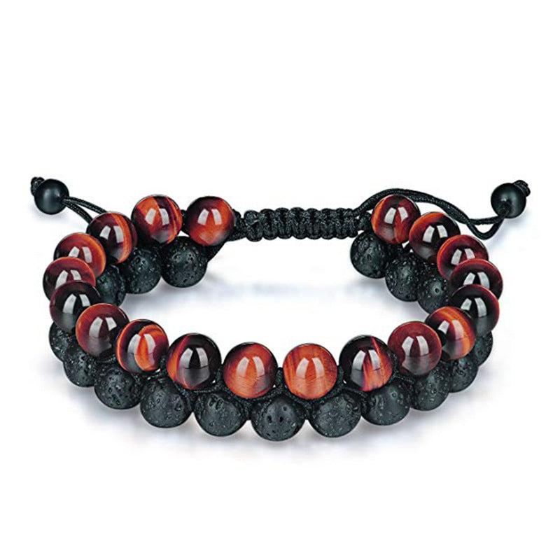 Tiger Eye Agate Bead Adjustable Bracelet - stone beads, macrame closure view 5
