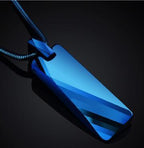 Tungsten Carbide Geometric Pendant Necklace in black, blue, and gold finishes view 4