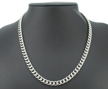 Stainless Steel Curb Chain Necklace on black mannequin