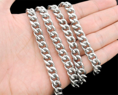 Stainless Steel Curb Chain Necklace on black mannequin view 2