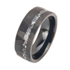 8mm Black Tungsten Carbide Faceted Inlay Ring, faceted black, crushed metal inlay