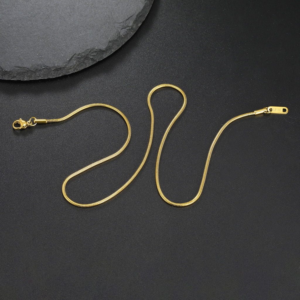 0.9mm Gold Snake Chain Necklace, gold-tone finish view 4