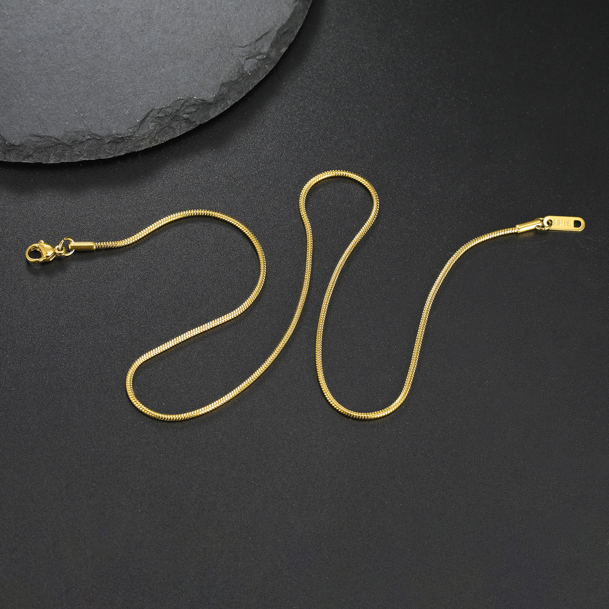 0.9mm Gold Snake Chain Necklace, gold-tone finish view 4