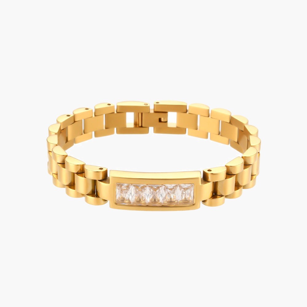 10mm President Link Inlay Bracelet gold-tone stainless steel view 3