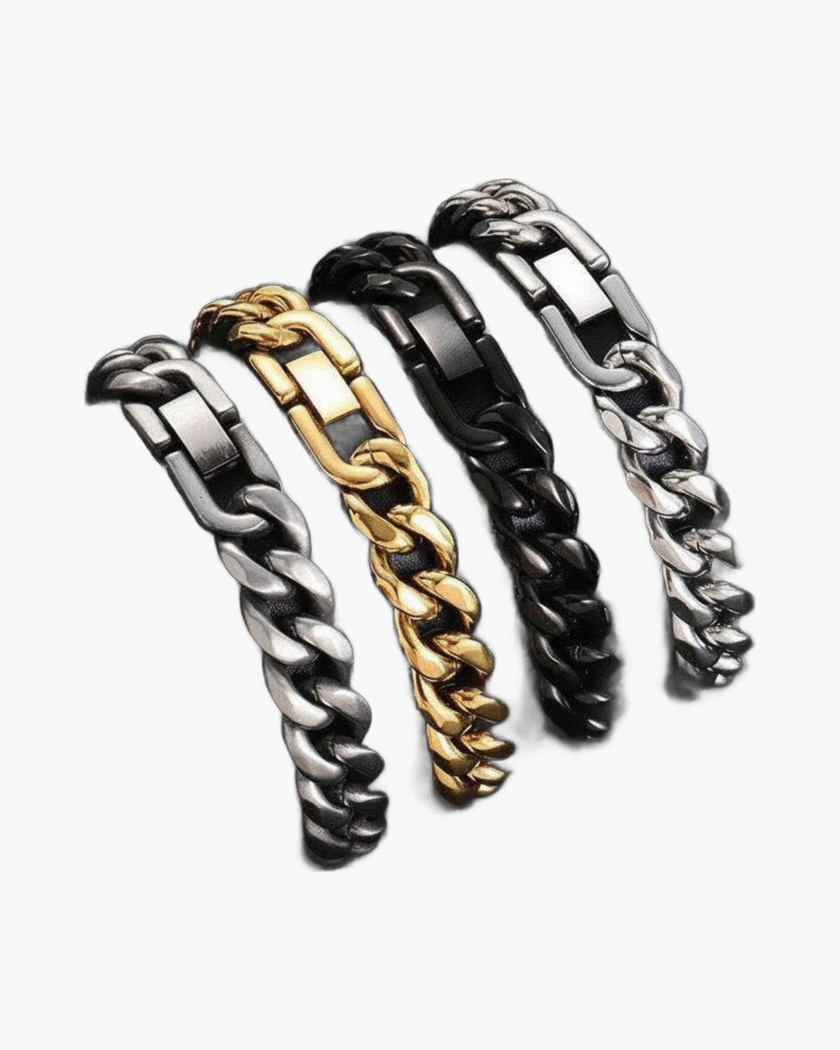 10mm Stainless Steel Cuban Link Bracelet, silver finish, box clasp view 5