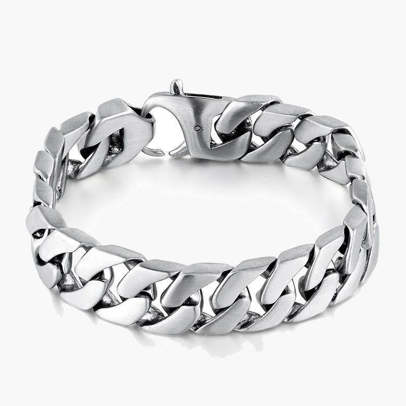 10mm Titanium Steel Cuban Link Bracelet in silver finish