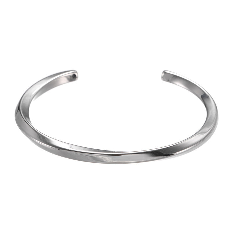 Titanium Steel C-Shaped Cuff Bracelet in gold, silver, and black finishes view 4
