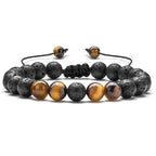 Tiger Eye Agate Bead Adjustable Bracelet - stone beads, macrame closure view 3