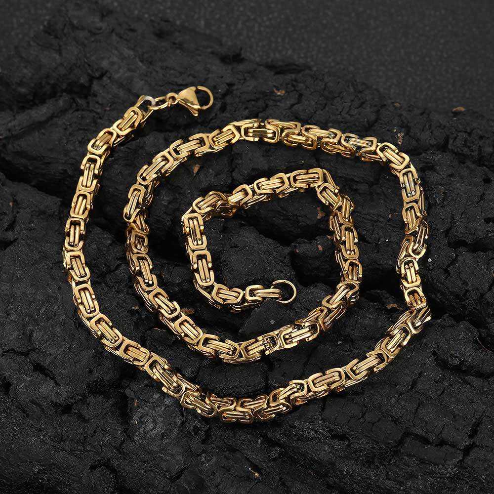 4mm Byzantine Link Stainless Steel Chain, gold-tone and silver-tone chains view 4