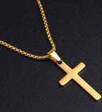 Titanium Steel Layered Cross Necklace in silver finish view 6